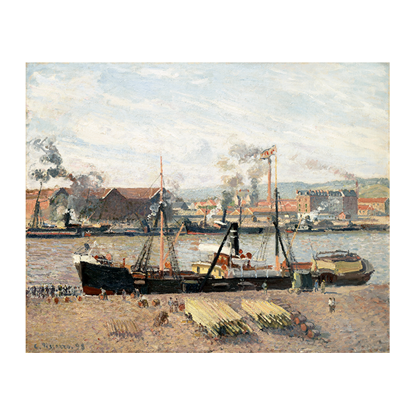 Pissarro Port w Rouen, rozładunek drewna