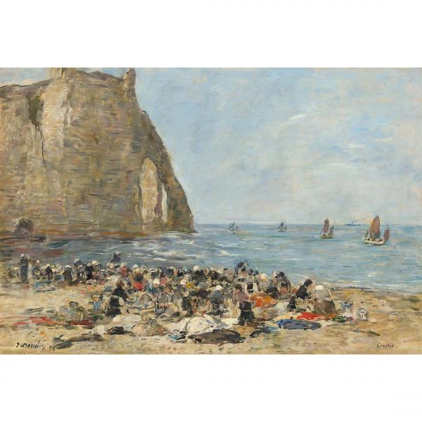 Praczki na plaży Etretat Eugène Boudin