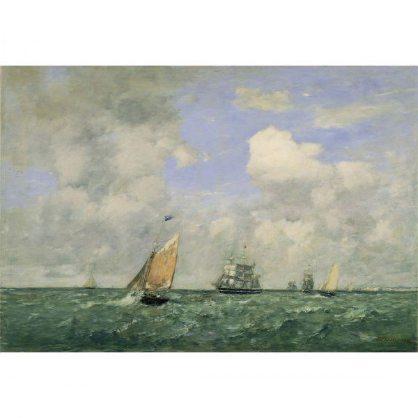 Statki i żaglówki wypływające z Hawru Eugène Boudin