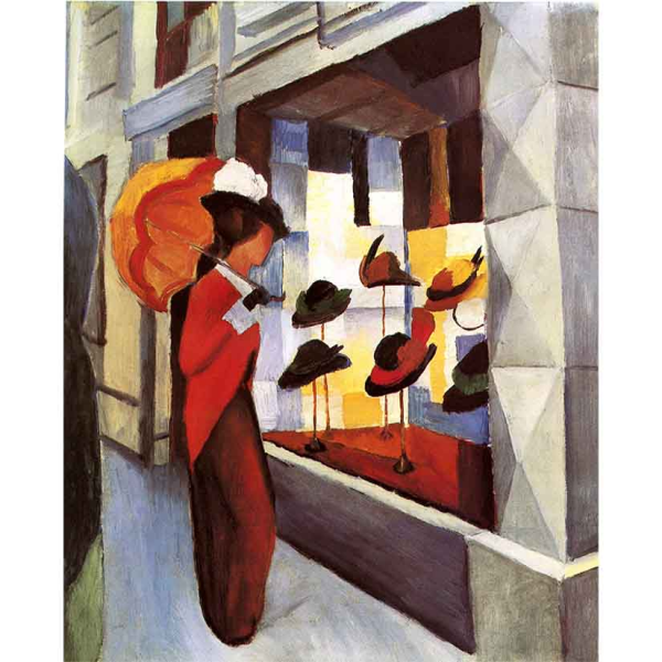 Obraz August Macke - Kobieta z parasolem przed sklepem z kapeluszami