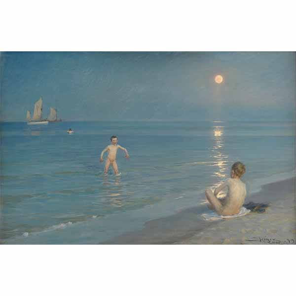 Reprodukcja Krøyer - Chłopcy kąpiący się w Skagen. Letni wieczór