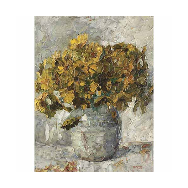 Obraz Wazon z żółtymi kwiatami