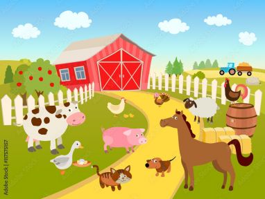 Ilustracja Farma ze zwierzętami #117575157 - Dla Chłopca - Obrazy  Ilustracja sceny z kreskówki, farma zwierząt. Piękny fotograficzny plakat  do pokoju dziecięcego.