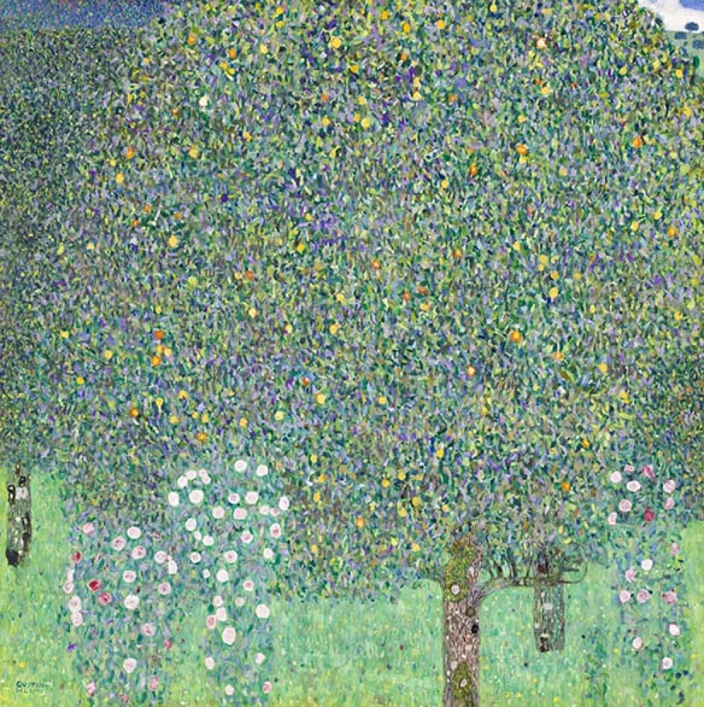 Słynny obraz Gustava Klimta Krzaki róż pod drzewami