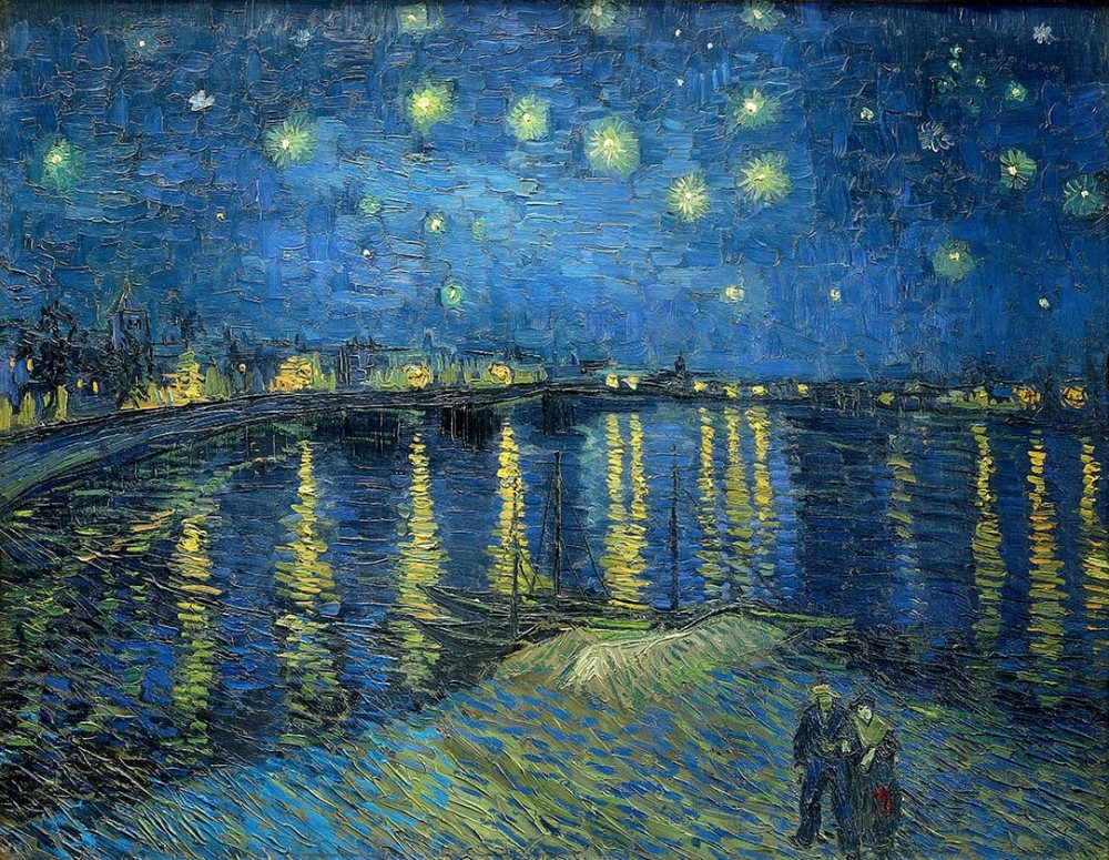 Obraz na płótnie Gwiaździsta noc nad Rodanem Vincenta van Gogha 